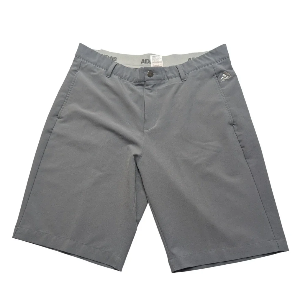Adidas Golf Shorts Mens 35 Gray Performance Stretch Three Stripe Activewear